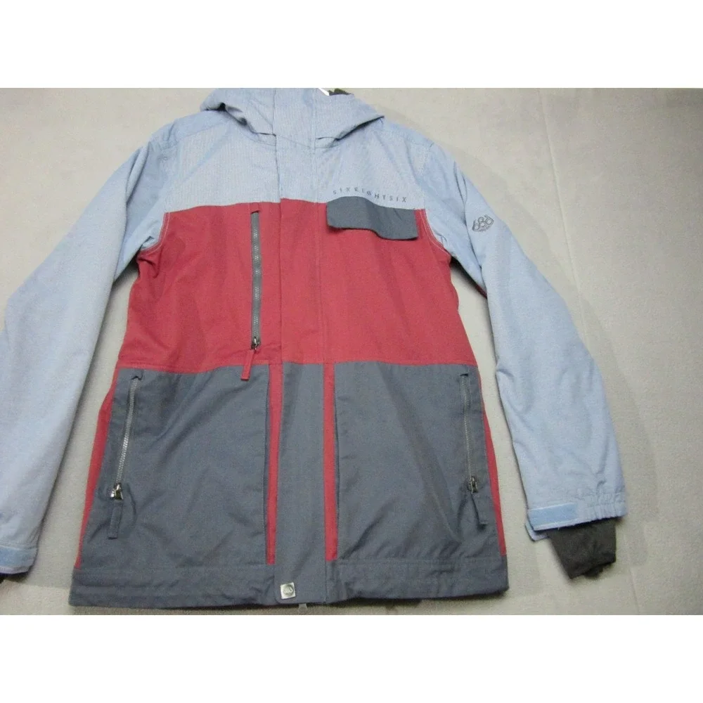 686 Jacket Mens Large Red Blue Authentic Smarty Technology 3-in-1 Hooded Zip Up